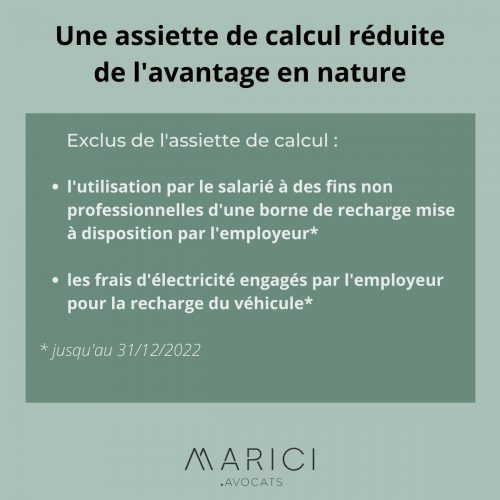 Assiette de calcul réduite pour l'avantage en nature d'un véhicule électrique de fonction