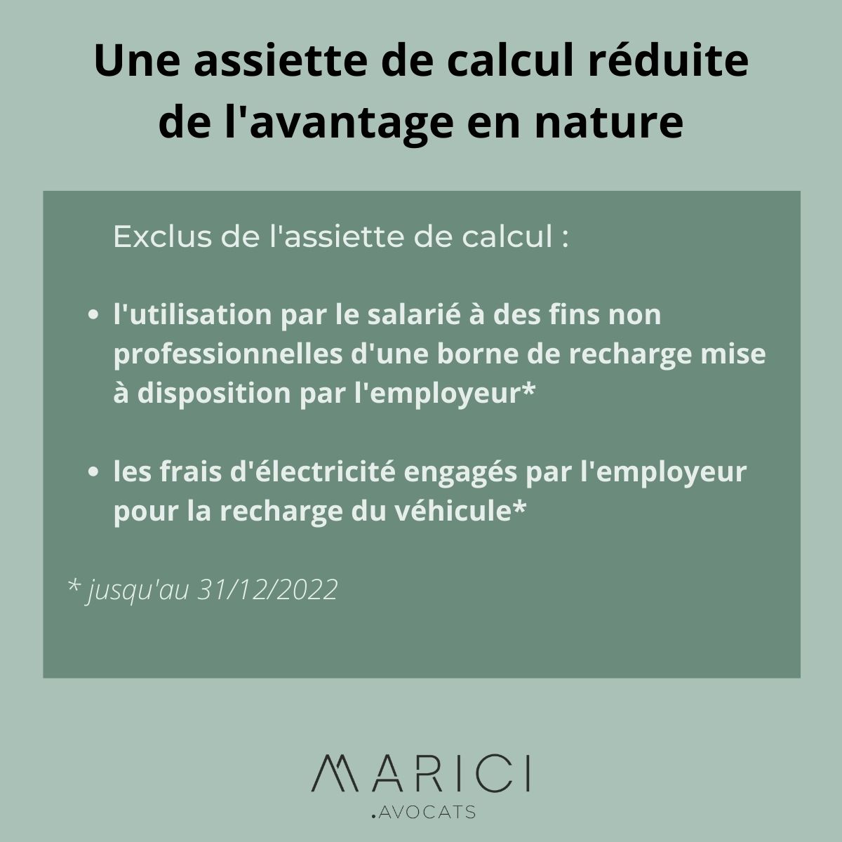 Véhicule de fonction électrique & Avantage en nature MARICI Avocats Paris