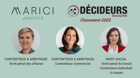 Marici Avocats au Classement Décideurs Leaders League 2022